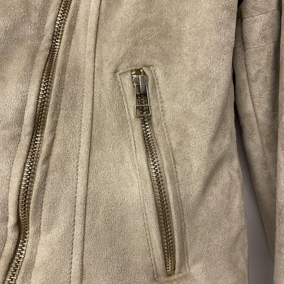 Miami Tan Suede Cropped Jacket. Size Small. Zippers Lined. Soft. Fall Winter - Picture 3 of 9